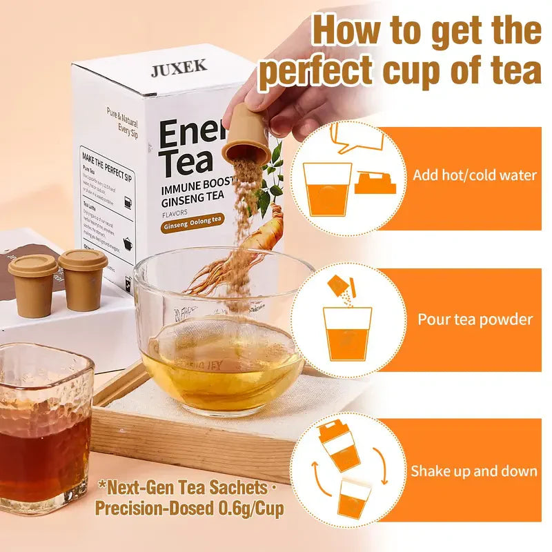 Juxek™ Men's Focus Energy Tea - Freeze-Dried Pure Ginseng Tea for Immune Support & Mental Stamina